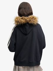 Superdry Blue Vintage Fur Applique Logo Zip-Through Hoodie - Image 3 of 7