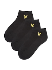 Lyle & Scott Black Boys Cotton Ankle Socks 3 Pack - Image 1 of 2