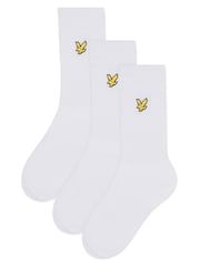 Lyle & Scott White Scout Boys Cotton Sports Socks 3 Pack - Image 1 of 2