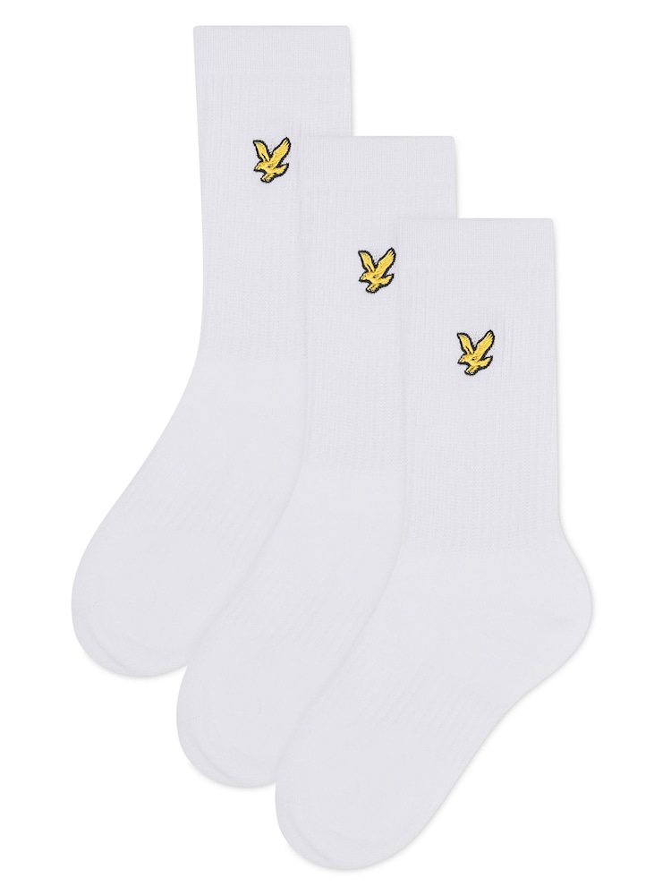 Lyle & Scott White Scout Boys Cotton Sports Socks 3 Pack - Image 1 of 2