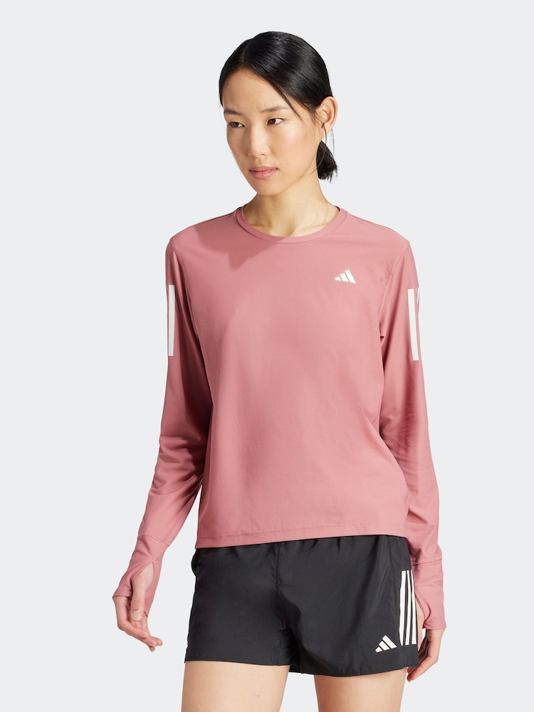adidas Pink Own The Run Long Sleeve T-Shirt - Image 1 of 6