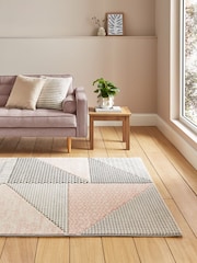 Catherine Lansfield Rose/Grey Larsson Geo Modern Rug - Image 1 of 6