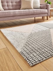 Catherine Lansfield Rose/Grey Larsson Geo Modern Rug - Image 2 of 6