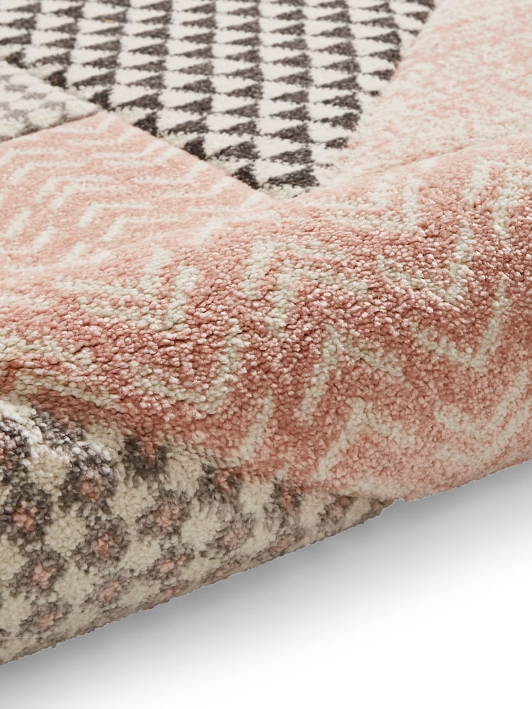 Catherine Lansfield Rose/Grey Larsson Geo Modern Rug - Image 6 of 6