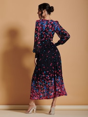 Jolie Moi Black & Pink Symmetrical Print Amica Lace Maxi Dress - Image 2 of 6