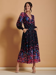 Jolie Moi Black & Pink Symmetrical Print Amica Lace Maxi Dress - Image 6 of 6