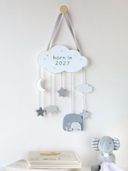 JoJo Maman Bébé Light Grey Born in 2027 Wall Hanging - Image 1 of 5