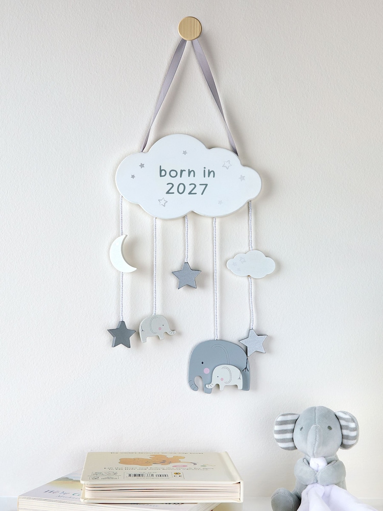 JoJo Maman Bébé Light Grey Born in 2027 Wall Hanging - Image 1 of 5