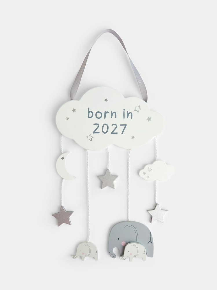 JoJo Maman Bébé Light Grey Born in 2027 Wall Hanging - Image 2 of 5