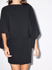 BHOEM Black Drapped Open Back Mini Kimono Sleeve Dress - Image 4 of 5