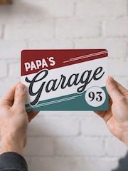 Personalised Classic Stripe Metal Garage Sign by No Ordinary Gift - Image 1 of 2
