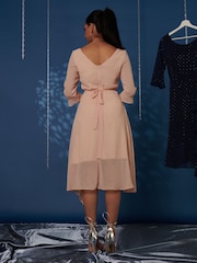 Jolie Moi Nude Diamanté Embellished Chiffon Midi Dress - Image 2 of 6