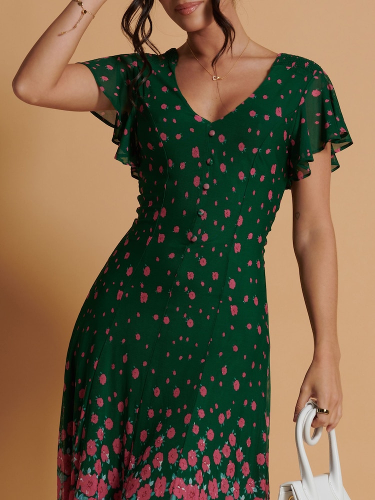 Grün - Jolie Moi Ausgestelltes Midikleid aus Mesh mit gespiegeltem Druck - Bild 6 von 6 Grün - Jolie Moi Ausgestelltes Midikleid aus Mesh mit gespiegeltem Druck - Bild 6 von 6