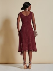 Jolie Moi Red Embellished Frill Hem Chiffon Dress - Image 2 of 6