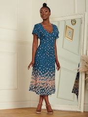 Hellblau - Jolie Moi Ausgestelltes Midikleid aus Mesh mit gespiegeltem Druck - Bild 6 von 6