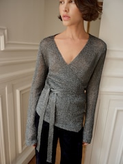 BHOEM Gun Metal Lurex Wrap Cardigan - Image 2 of 5