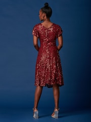 Jolie Moi Red Sequin Fit & Flare Midi Dress - Image 2 of 6