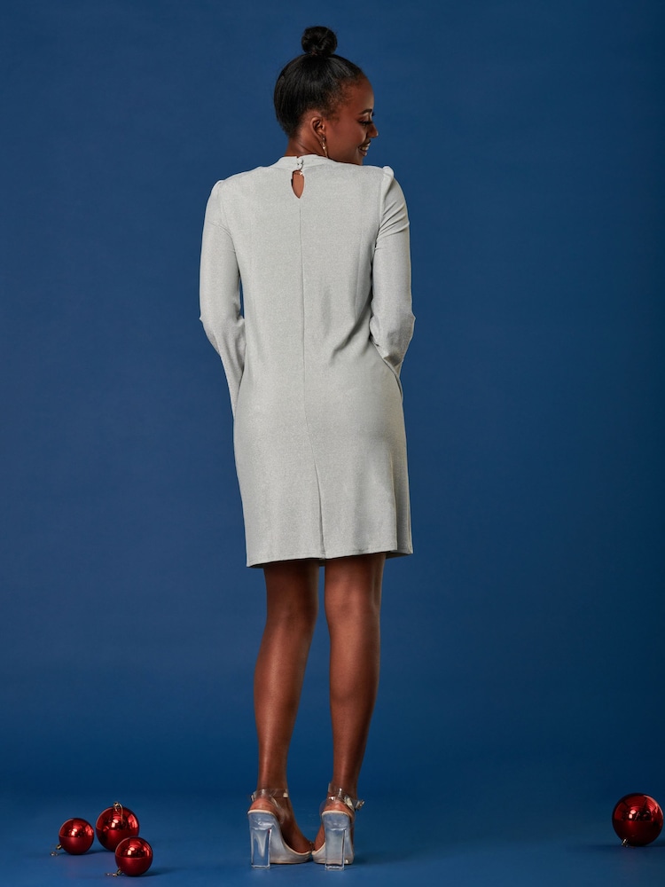 Jolie Moi Silver Keyhole Detail Tunic Dress - Image 2 of 4 Jolie Moi Silver Keyhole Detail Tunic Dress - Image 2 of 4