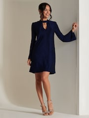 Jolie Moi Blue Keyhole Detail Tunic Dress - Image 5 of 5