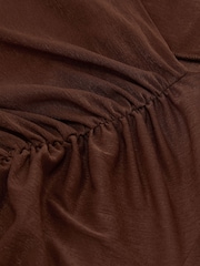 Reiss Mocha Brown Robyn Ruched Sheer Long-Sleeve Top - Image 6 of 6