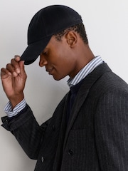 Reiss Navy Collin Wool-Blend Flannel Baseball Cap - Image 1 of 6
