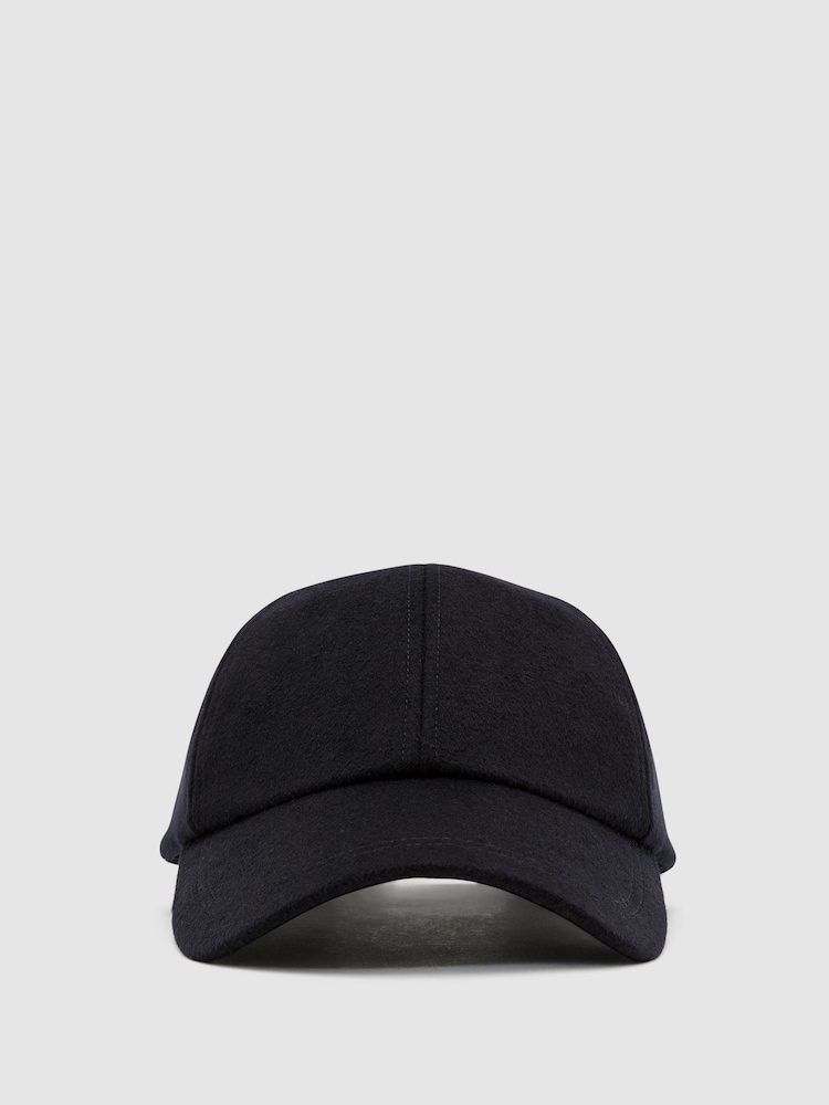 Reiss Navy Collin Wool-Blend Flannel Baseball Cap - Image 2 of 6 Reiss Navy Collin Wool-Blend Flannel Baseball Cap - Image 2 of 6