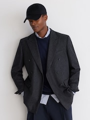 Reiss Navy Collin Wool-Blend Flannel Baseball Cap - Image 4 of 6