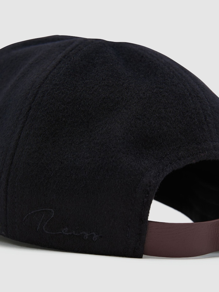 Reiss Navy Collin Wool-Blend Flannel Baseball Cap - Image 6 of 6 Reiss Navy Collin Wool-Blend Flannel Baseball Cap - Image 6 of 6