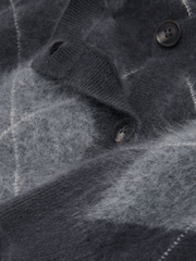 Reiss Mia 100% Brushed Cashmere Argyle Cardigan - Imaginea 10 din 10