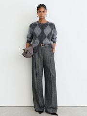 Reiss Mia 100% Brushed Cashmere Argyle Cardigan - Imaginea 5 din 10