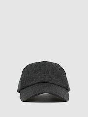 Reiss Charcoal Grey Collin Wool-Blend Flannel Baseball Cap - Image 2 of 6