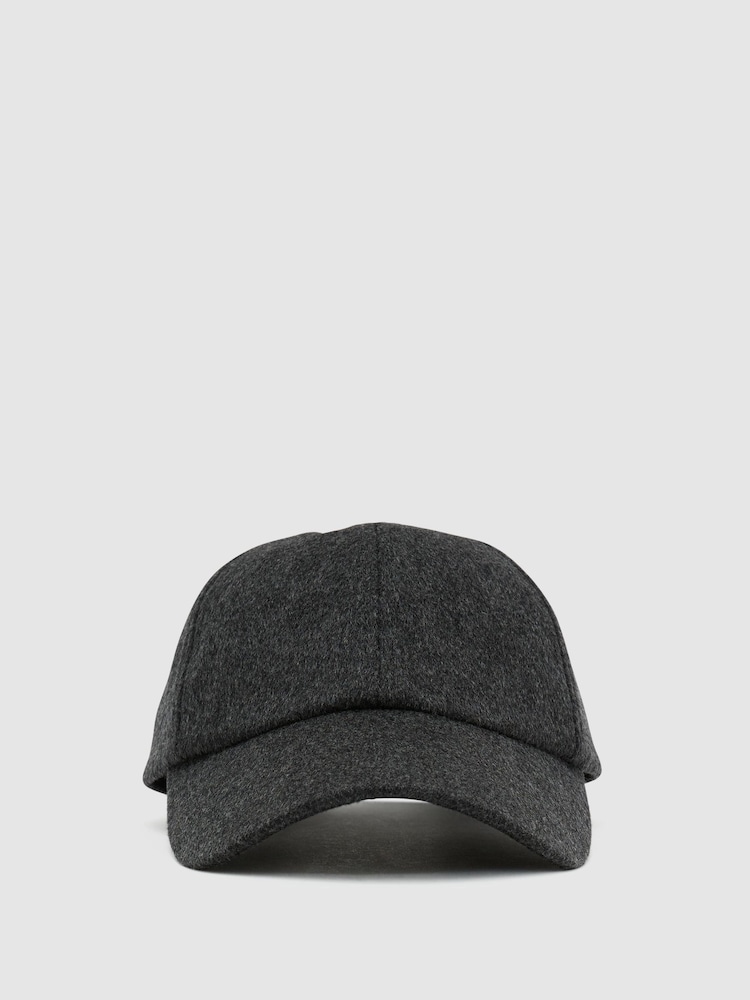Reiss Charcoal Grey Collin Wool-Blend Flannel Baseball Cap - Image 2 of 6 Reiss Charcoal Grey Collin Wool-Blend Flannel Baseball Cap - Image 2 of 6