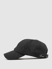 Reiss Charcoal Grey Collin Wool-Blend Flannel Baseball Cap - Image 3 of 6