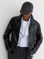 Reiss Charcoal Grey Collin Wool-Blend Flannel Baseball Cap - Image 4 of 6