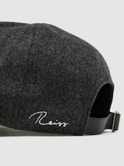 Reiss Charcoal Grey Collin Wool-Blend Flannel Baseball Cap - Image 6 of 6
