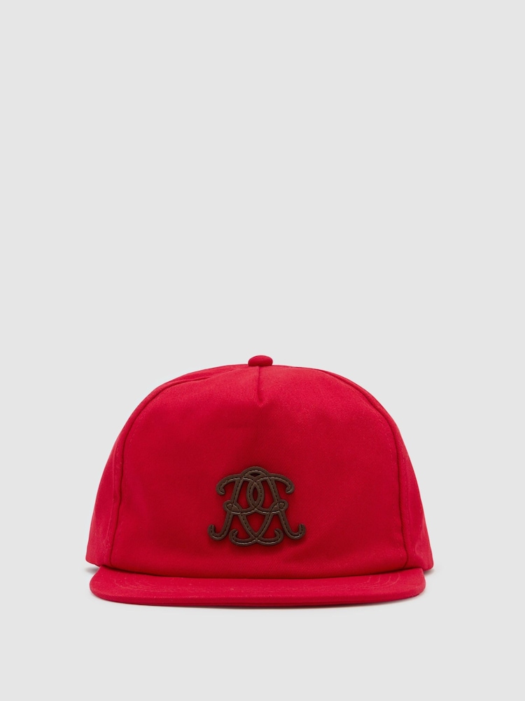 Rojo - Reiss Maddox Monogram Cotton Trucker Cap - Imagen 2 de 5