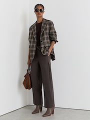 Reiss Grape Burgundy Leoni Petite Cotton-Blend Barrel-Leg Drawstring Trousers - Image 1 of 8