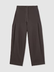 Reiss Grape Burgundy Leoni Petite Cotton-Blend Barrel-Leg Drawstring Trousers - Image 2 of 8