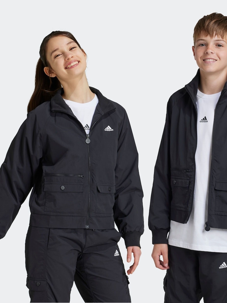 adidas Black Street Jam Woven Cargo Jacket Kids - Image 1 of 6