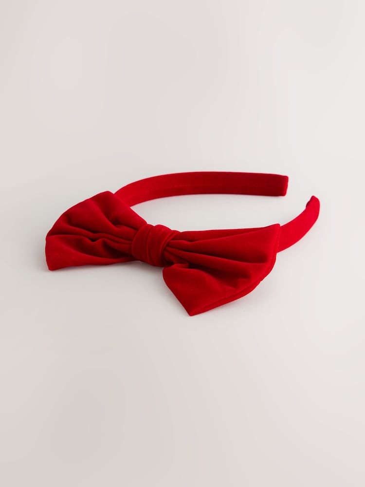 Red Velvet Bow Aliceband - Image 1 of 3 Red Velvet Bow Aliceband - Image 1 of 3
