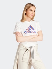 adidas White Animal Print 100% Cotton T-Shirt - Image 4 of 6