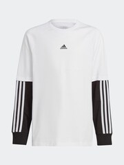 adidas White Kids Street Jam 2 in 1 Long Sleeve Long Sleeve Top - Image 4 of 4