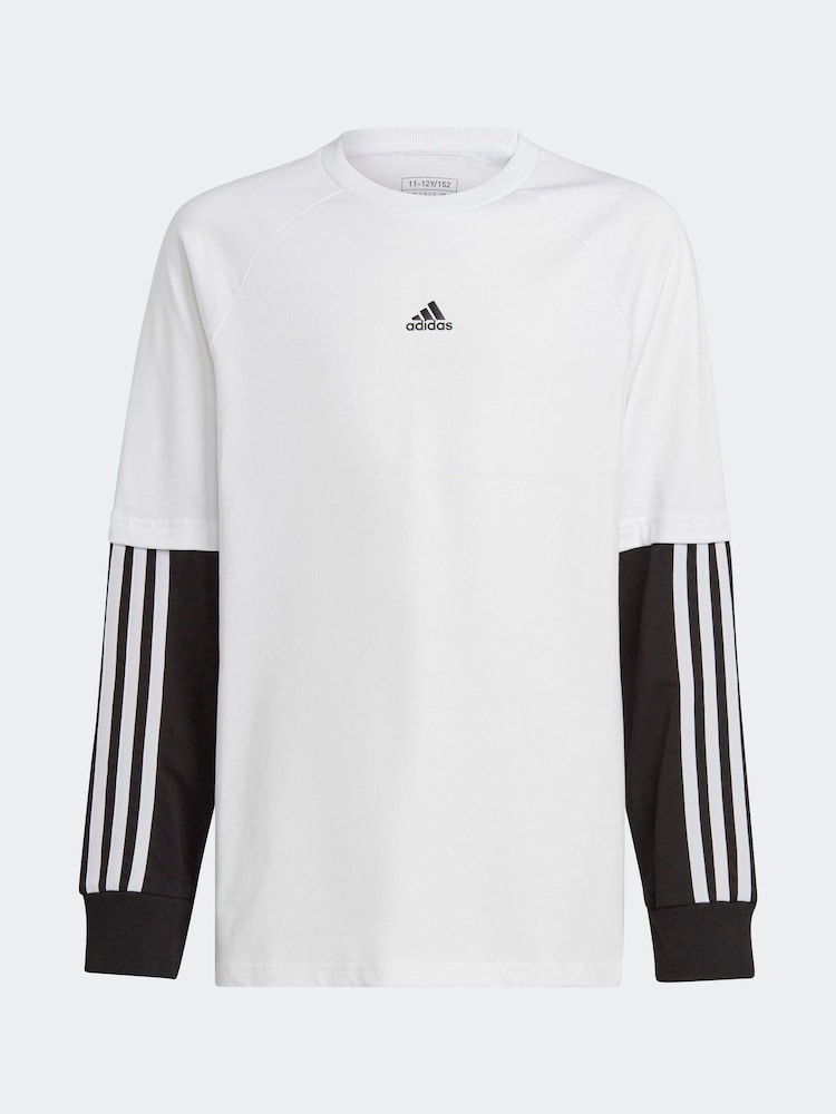 adidas White Kids Street Jam 2 in 1 Long Sleeve Long Sleeve Top - Image 4 of 4