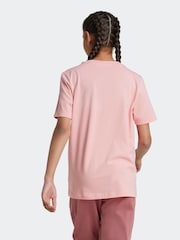adidas Pink Light Sportswear Tiberio 3 Stripes Colourblock 100% Cotton T-Shirt - Image 2 of 6