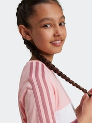 adidas Pink Light Sportswear Tiberio 3 Stripes Colourblock 100% Cotton T-Shirt - Image 4 of 6
