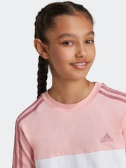 adidas Pink Light Sportswear Tiberio 3 Stripes Colourblock 100% Cotton T-Shirt - Image 5 of 6