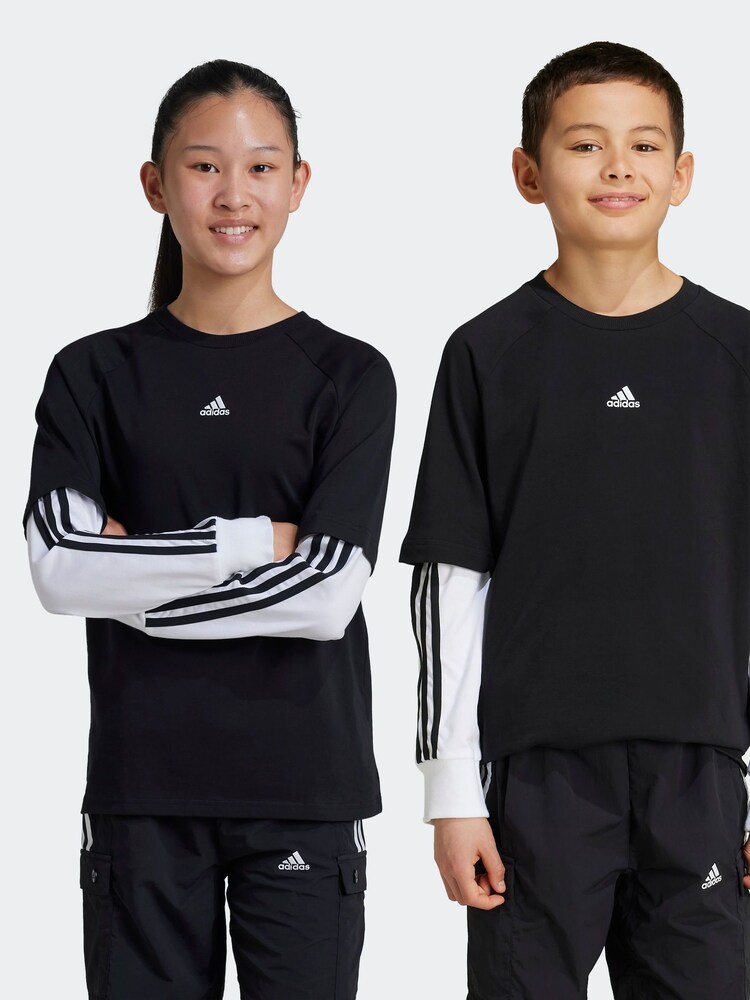 adidas Black Kids Street Jam 2 in 1 Long Sleeve Long Sleeve Top - Image 1 of 6