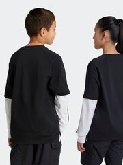 adidas Black Kids Street Jam 2 in 1 Long Sleeve Long Sleeve Top - Image 2 of 6