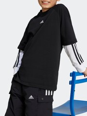 adidas Black Kids Street Jam 2 in 1 Long Sleeve Long Sleeve Top - Image 4 of 6