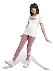 adidas White Slim Fit Junior Essentials Linear Logo 100% Cotton T-Shirt - Image 1 of 9